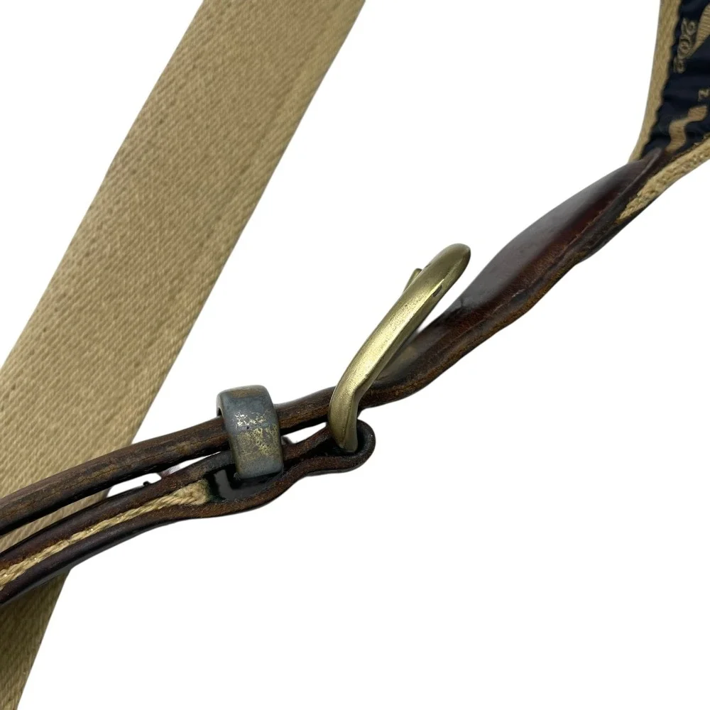 Vintage YRI Men's Golf‎ Belt 42/105 Caves MD 2002 US Senior Open Design Tan Navy